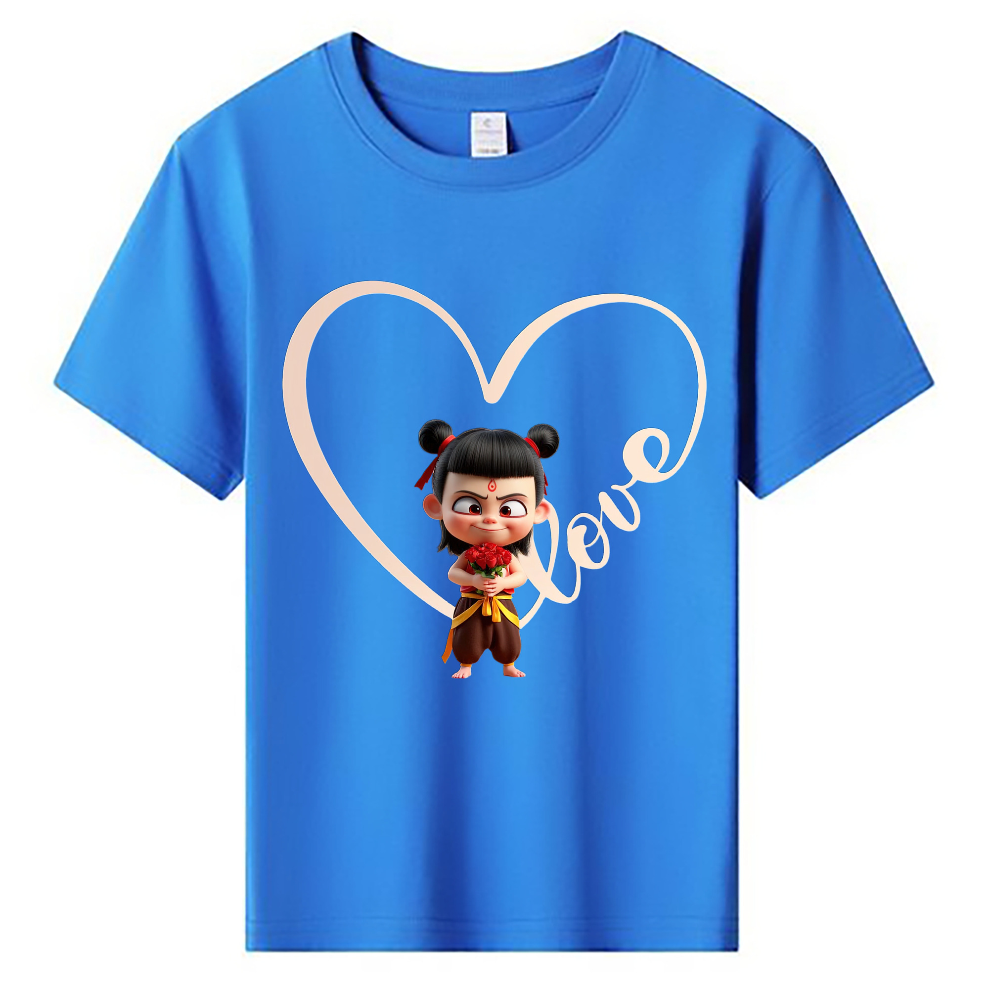 （画像用） Ne Zha 2 ナタ 魔童の大暴れ 綿100％キッズTシャツ（フロントプリント）